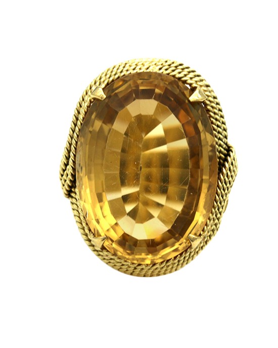 Citrine Rope Accent Ring in Yellow Gold